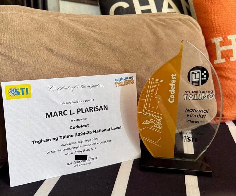 Certificate and Trophy - Tagisan ng Talino 2025: Codefest National Level