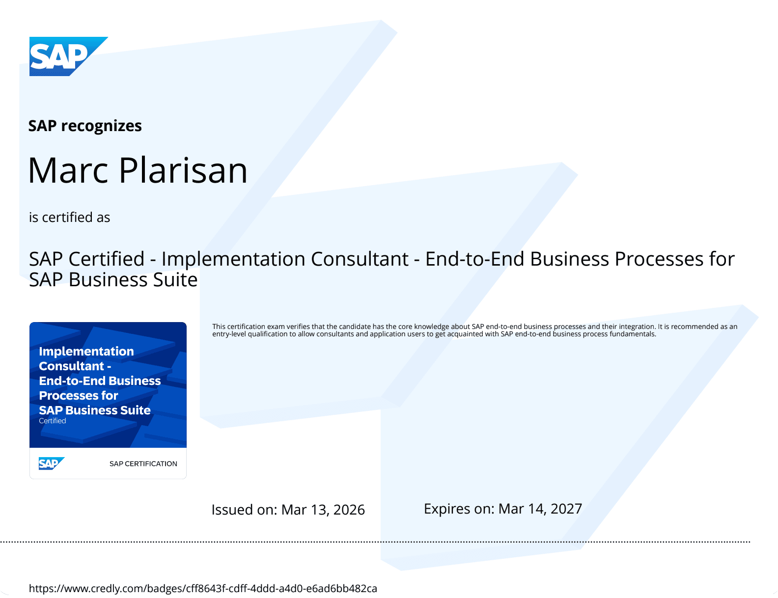 SAP Certified Implementation Consultant - End-to-End Business Processes (C_IEE2E)